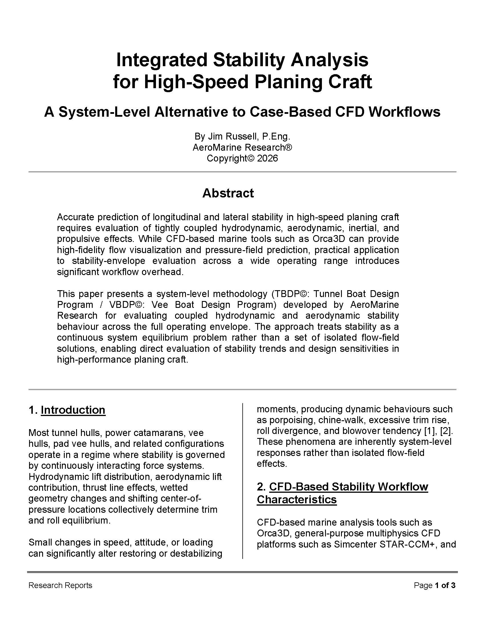 Dynamic Stability - AeroMarine Resesarch